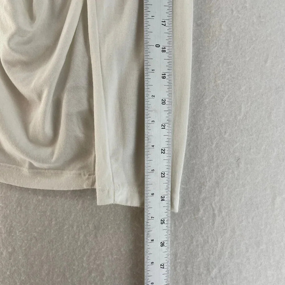 Athleta Shirt Women's Sz S Ivory Long Sleeve Twist Front Pullover V-neck Knotted - Picture 4 of 12